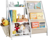 VEVOR 3-Tier Kids Bookshelf, Toy Storage Organizer for Toddler, Book Shelf for Kids Rooms with Sling Book Rack and Storage Bag, Kids Storage Book Shelves for Kids Room, Playroom, Kindergarten, Nursery