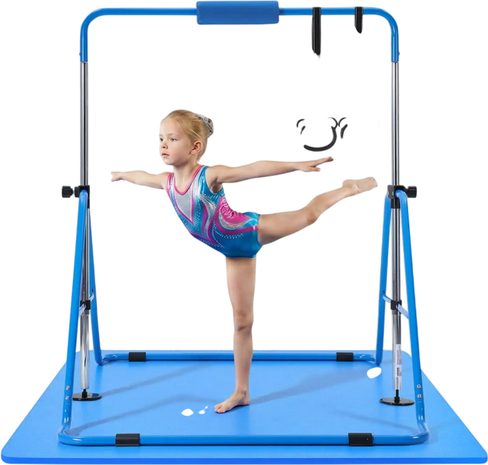 Vevor Gymnastic Bar Adjustable Height Folding Training Kip Bar with Ma ...