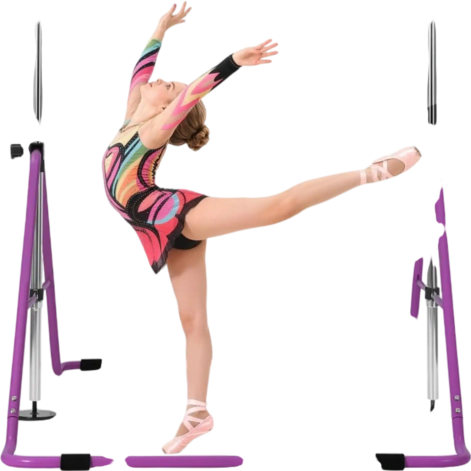 Vevor Gymnastic Bar Folding Adjustable Height Kids Training Kip Bar Purple New