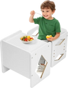 VEVOR Montessori Weaning Table and Chair Set, Wooden Toddler Table and Chair Set for Aged 1-5, Adjustable Height Kids Montessori Chair and Activity Table, Ideal for Reading, Eating, Playing - White