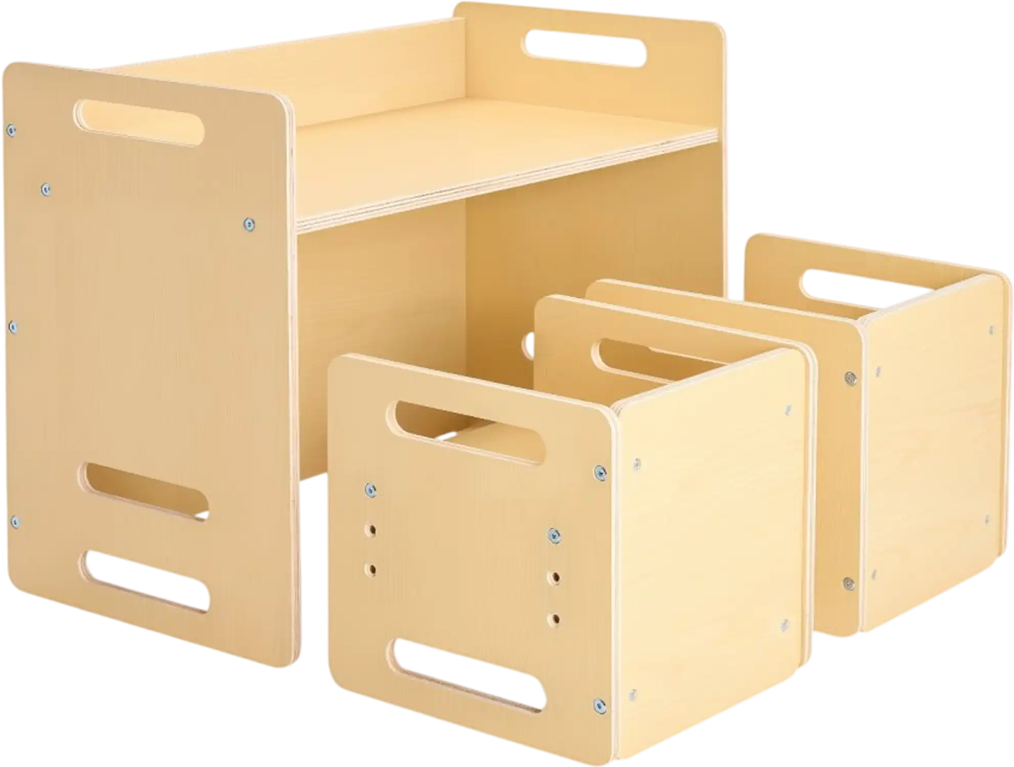 Vevor Table and Chair Set Montessori Weaning Toddler Desk with 2 Chairs Adjustable Height Natural Wood New