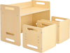 VEVOR Montessori Weaning Table and Chair Set, Wooden Toddler Table and Chair Set with 2 Chairs, Adjustable Height Montessori Chair and Activity Table, Ideal for Reading, Eating, Playing - Natural