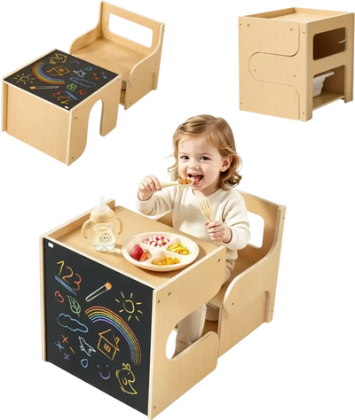 Vevor Weaning Table and Chair Set Montessori Wooden Kids Table and Chair Set New
