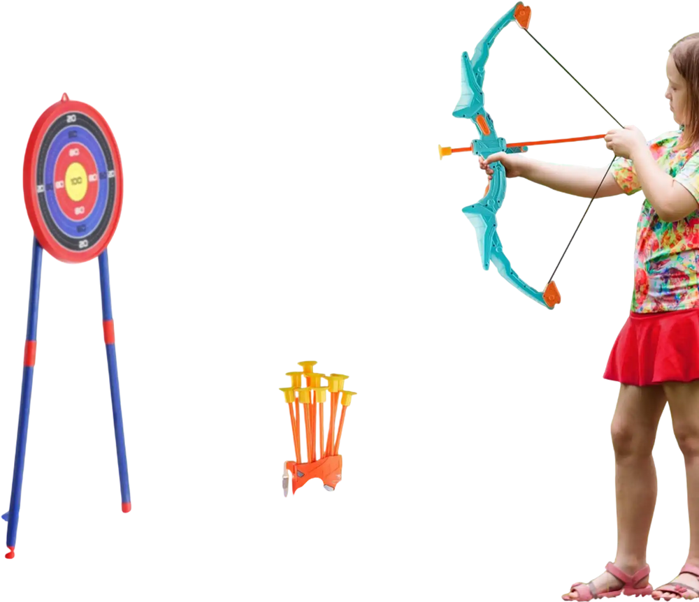 VEVOR Bow and Arrow Set for Kids, LED Light Up Archery Set with 10 Suction Cup Arrows, Standing Target, Quiver, 3 Target Cans, Outdoor Toy for Boys & Girls 6 7 8 9 10+ Years Old, Birthday Gift for Kid