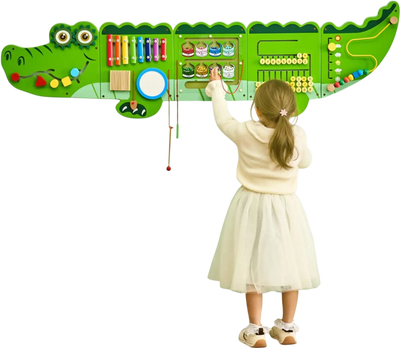 Vevor Activity Wall Busy Board Crocodile Montessori Sensory Panel 9 Activities for Kids 3-12 New