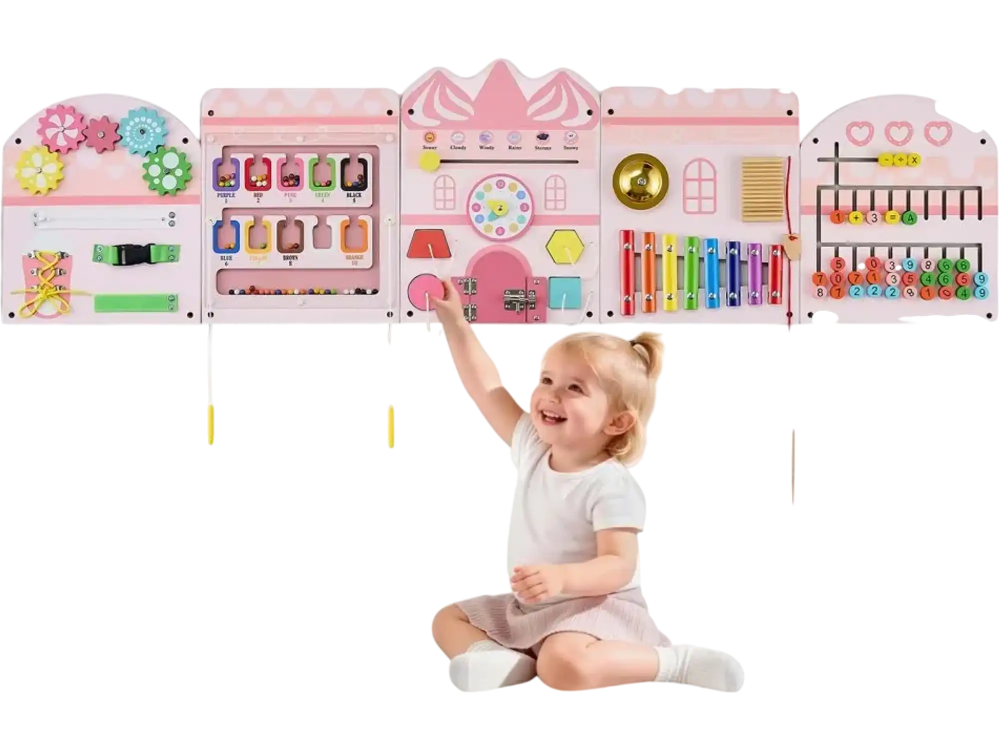 Vevor Wall Busy Board 14-in-1 Castle Montessori Sensory Activity Panels New