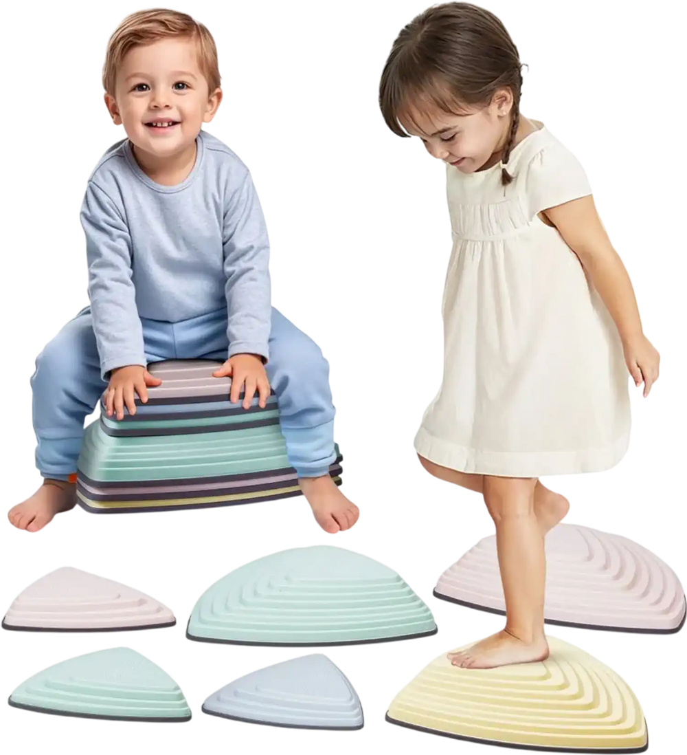 VEVOR Balance Stepping Stones for Kids, 6 PCS, Up to 220 lbs, Non-Slip Toddlers Sensory Stepping Stones, Obstacle Course Coordination Game Toys Indoor or Outdoor Play for Children Aged 3 4 5 6 7 8+
