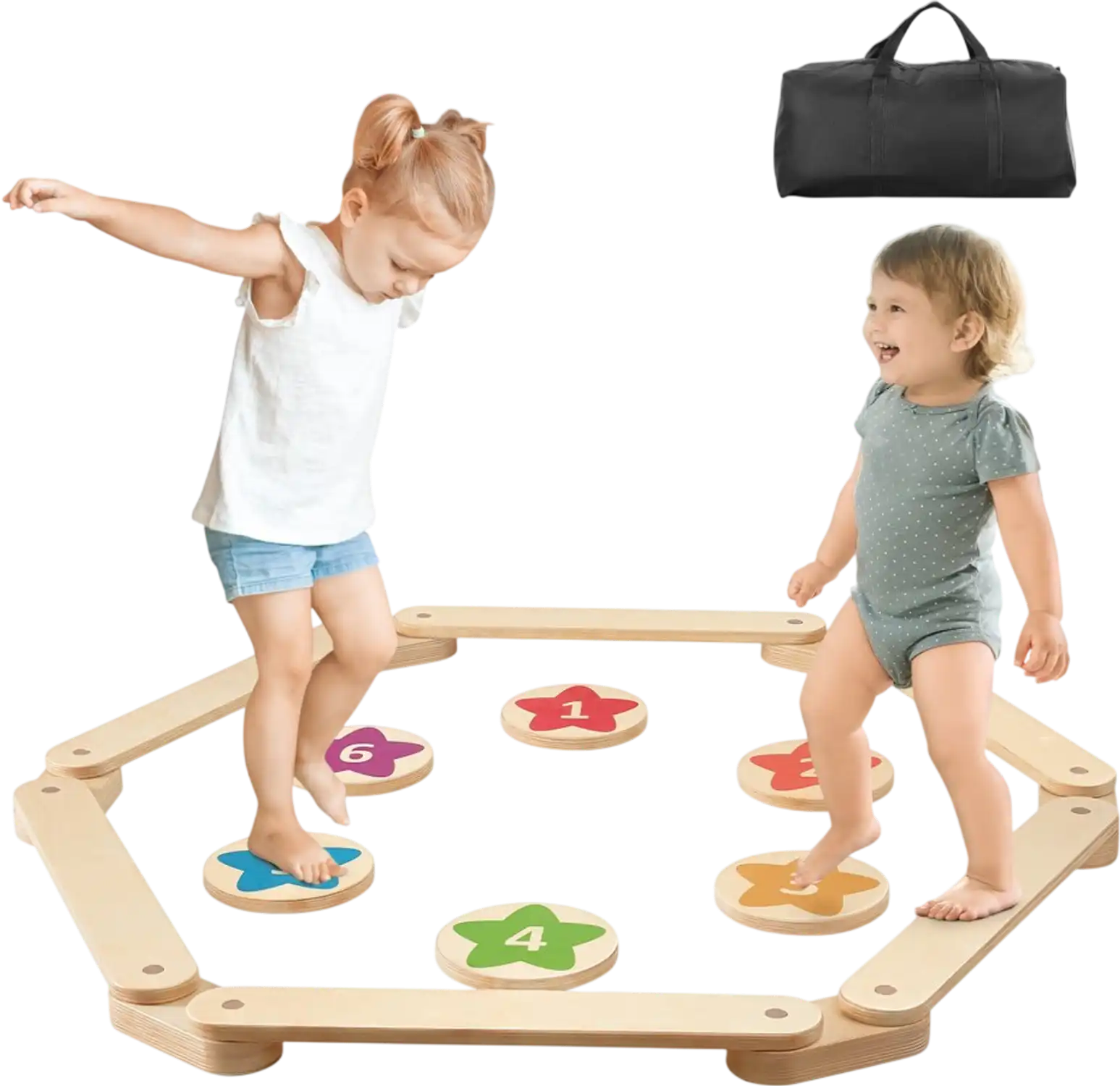 Vevor Balance Beam Stepping Stones Wooden Montessori Toy Set New