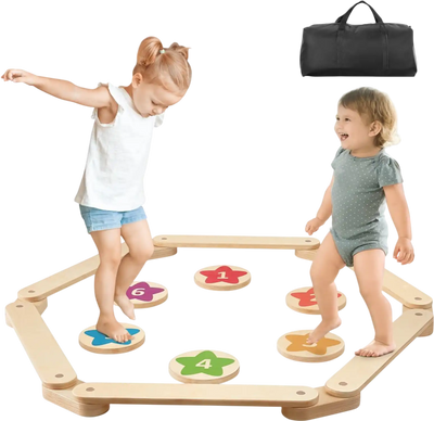 Vevor Balance Beam Stepping Stones Wooden Montessori Toy Set New