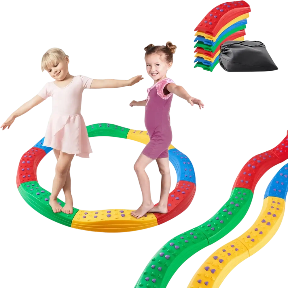 VEVOR Balance Beam Stepping Stones, 8 PCS Toddler Balance Boards Non-Slip Textured Surface & Rubber Pads, Montessori Toy for Kids 2-6, Build Coordination and Gross Motor Skills, Indoor or Outdoor Play