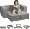 VEVOR Kids Couch, 4Pcs Modular Kids Play Couch, Toddler Couch Sofa Bed, Kids Chair Seat Playroom Furniture, Child Sectional Sofa with Removable Cover for Kids Girls & Boys, Grey