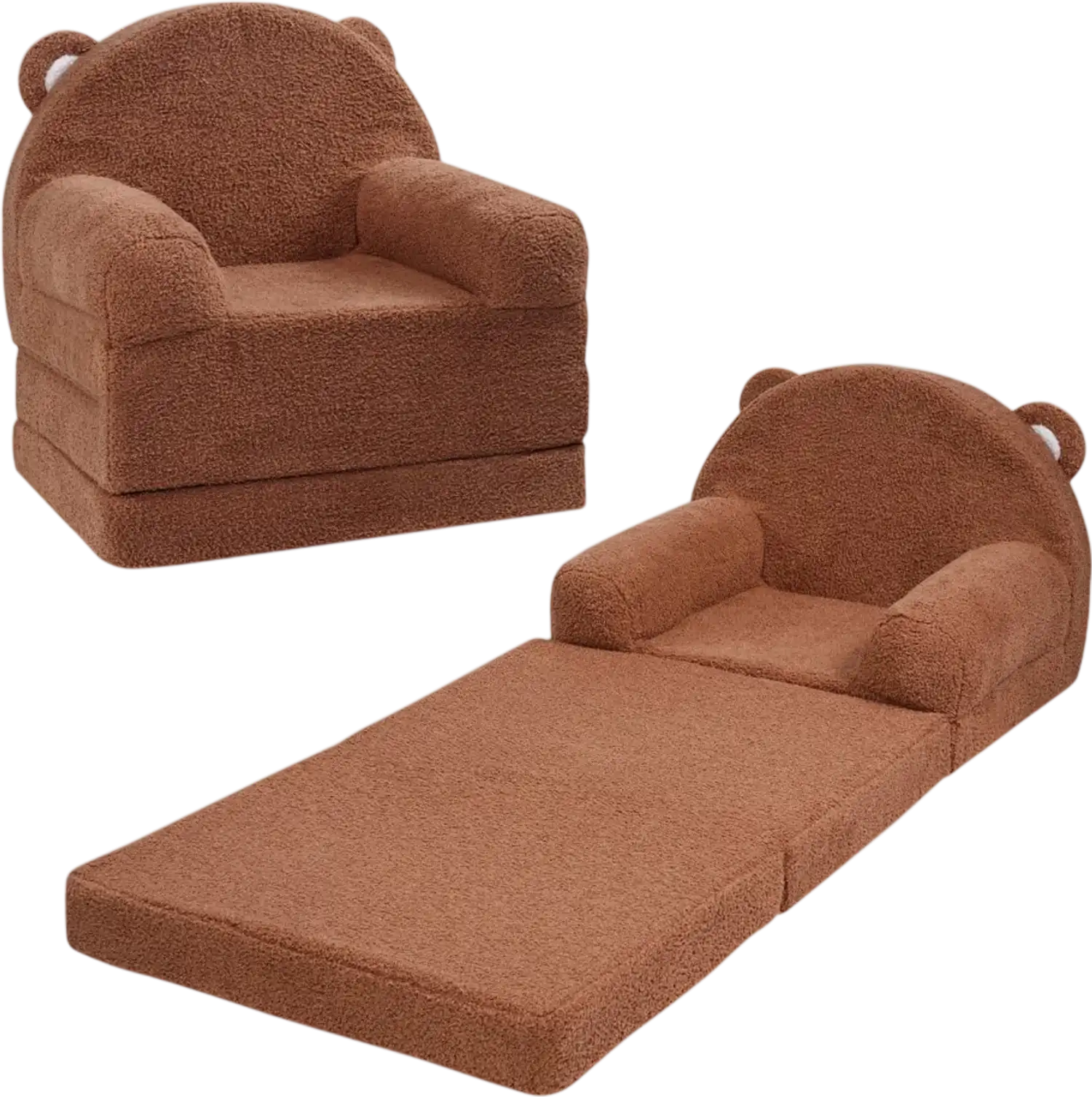 Vevor Kids Couch 2-in-1 Foldable Toddler Sofa Bed Brown New