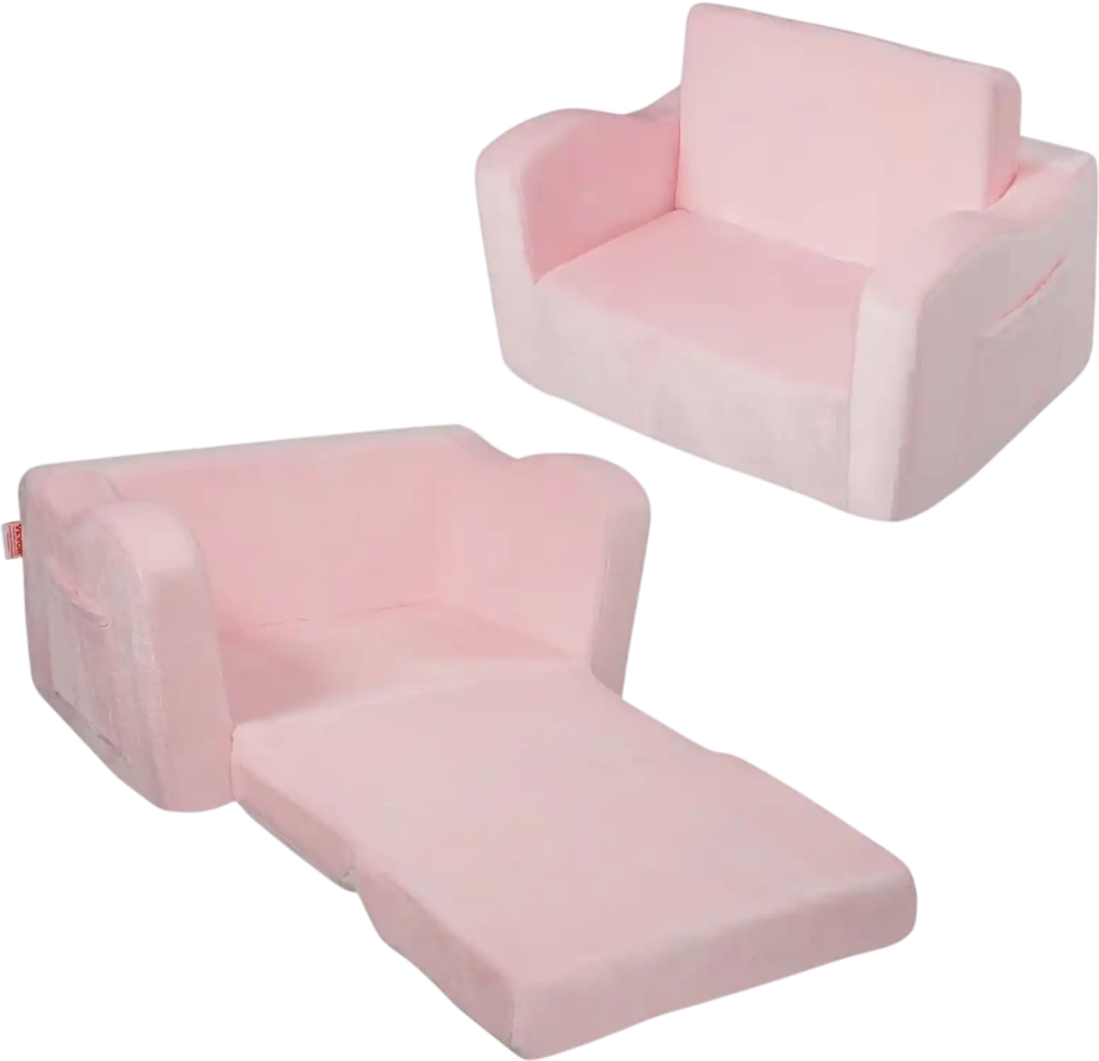 Vevor Kids Couch 2-in-1 Foldable Toddler Sofa Bed Pink New