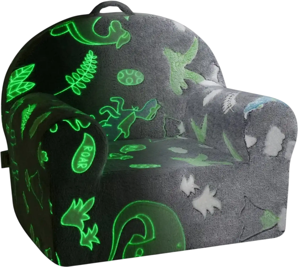 VEVOR Toddler Chair, Kids Armchair Comfy, Toddler Couch Sofa Bed Glow in The Dark, Kids Chair Seat Playroom Furniture for Kids Girls & Boys, Grey