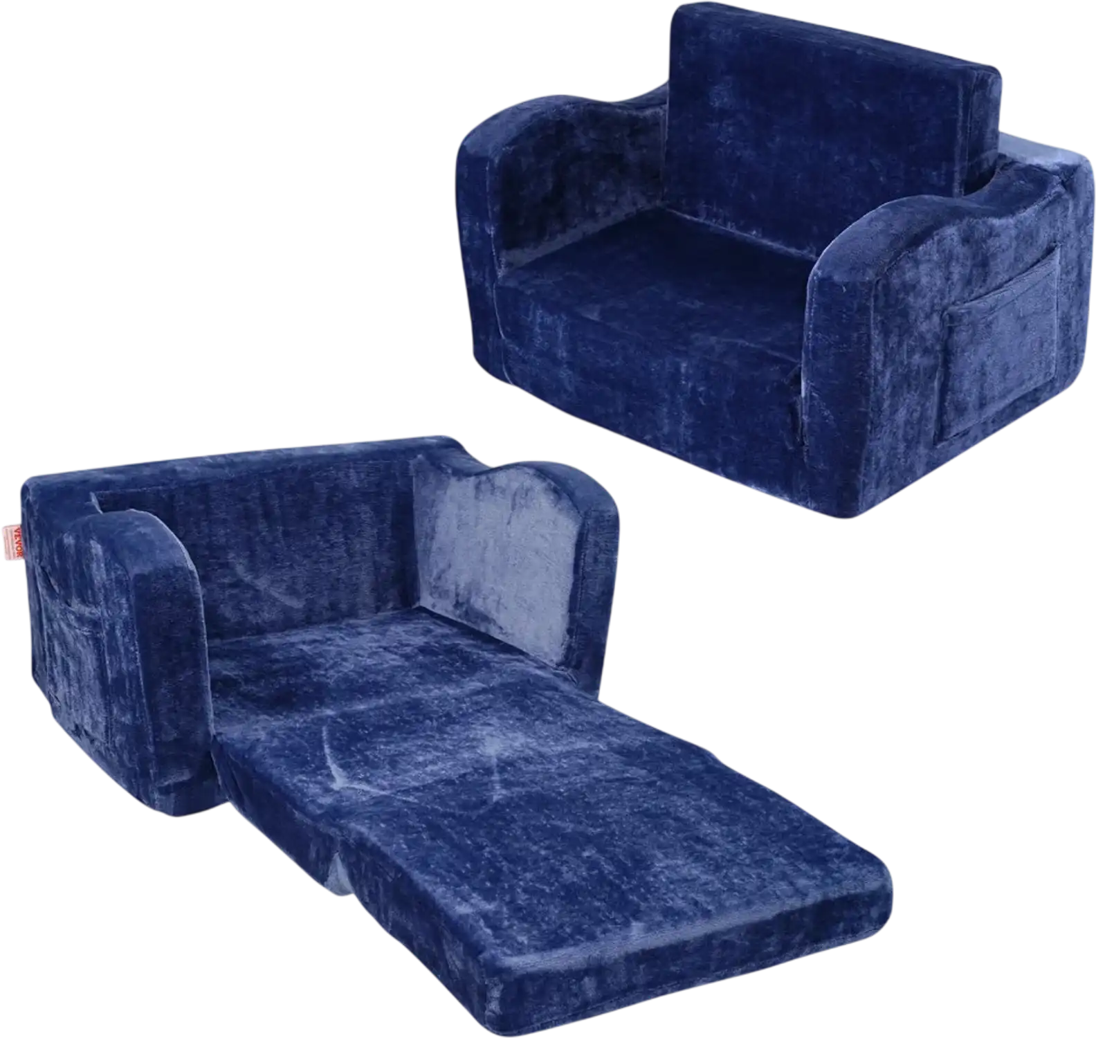 Vevor Kids Couch Foldable 2-in-1 Toddler Sofa Bed Blue New