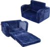 VEVOR Kids Couch, 2-in-1 Toddler Chairs Comfy, Toddler Couch Sofa Bed Fold Out, Convertible Sofa to Lounger, Kids Chair Seat Playroom Furniture for Kids Girls & Boys, Blue