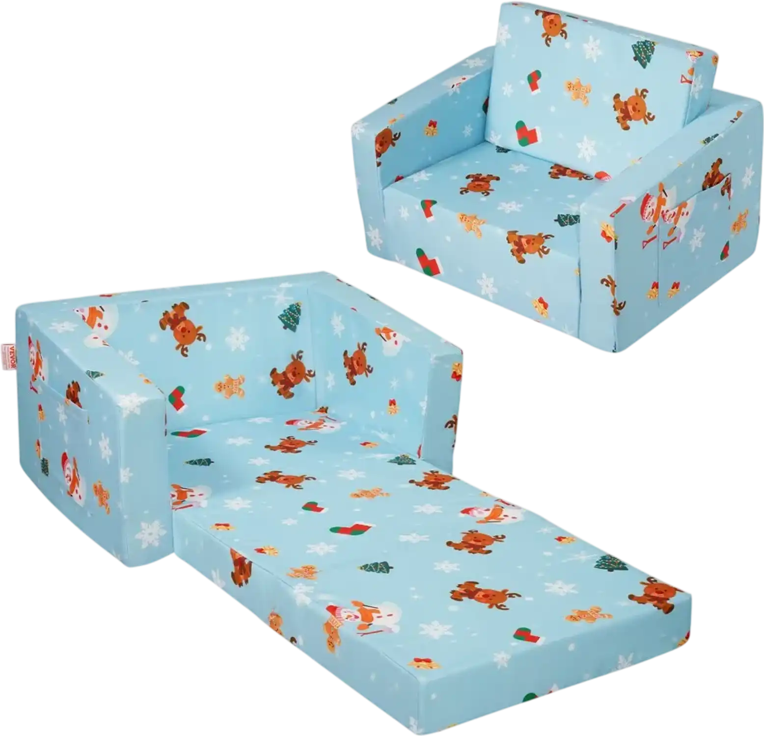 Vevor Kids Couch 2-in-1 Foldable Toddler Sofa Bed Sky Blue New