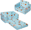 VEVOR Kids Couch, 2-in-1 Toddler Chairs Comfy, Toddler Couch Sofa Bed Fold Out, Convertible Sofa to Lounger, Kids Chair Seat Playroom Furniture for Kids Girls & Boys, Sky Blue