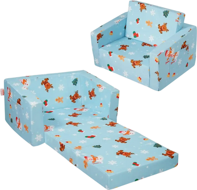 Vevor Kids Couch 2-in-1 Foldable Toddler Sofa Bed Sky Blue New