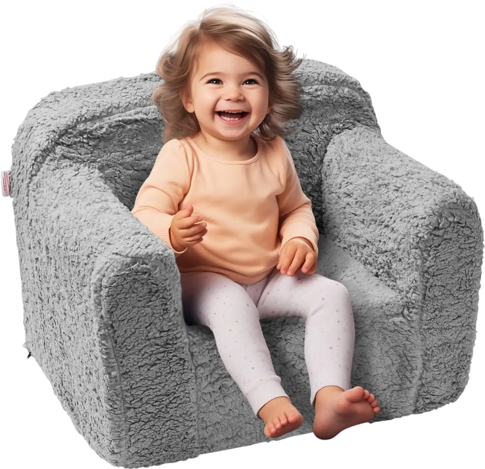 VEVOR Kids Armchair, Kids Sofa with High-density 25D Sponge, Snuggly-Soft Toddler Chair, Sherpa Fabric Reading Couch for Bedroom and Playroom
