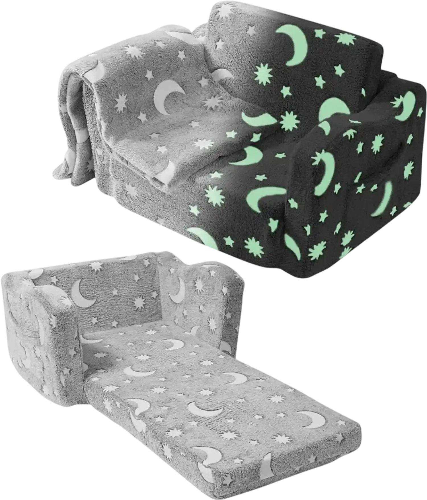 Vevor Kids Sofa Fold-Out Glow-in-the-Dark Convertible Toddler Couch New