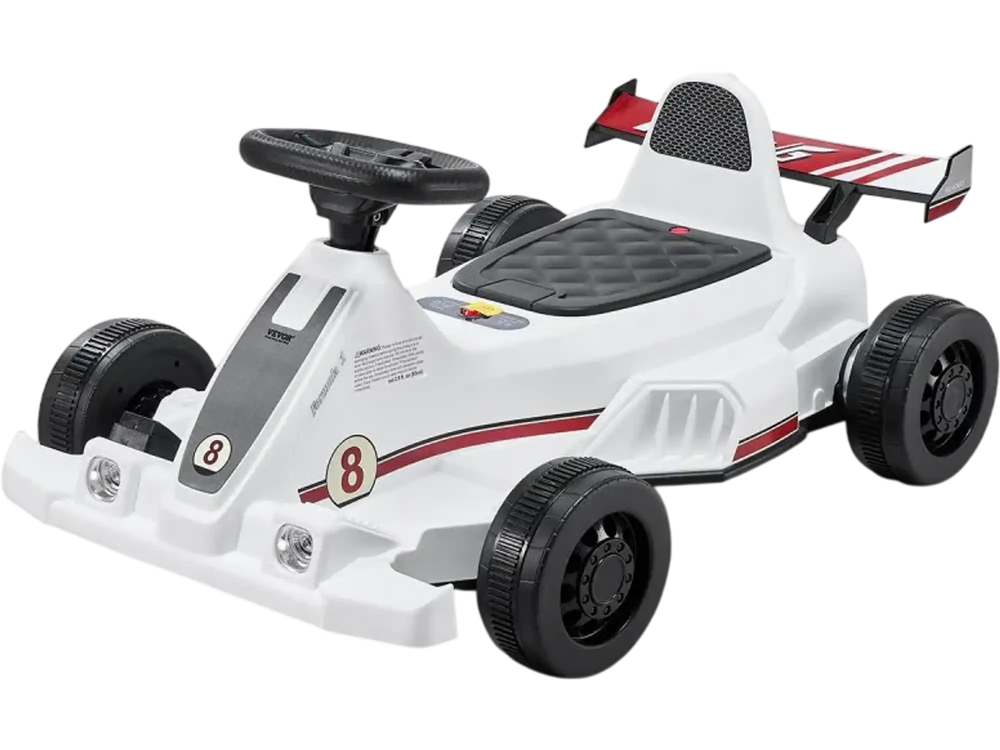 VEVOR Electric Go Kart, 6V 4.5Ah Battery, Pedal Go Kart Portable Outdoor Race Toy for Kids Ages 2+, 20000 RPM Motor, 2 MPH Constant Speed, LED Headlight & Horn, Non-slip Tires, 44 lbs Max Load, White