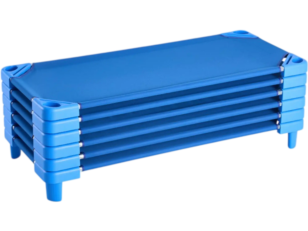 VEVOR Stackable Kiddie Cot, Pack of 6,  Portable Toddler Nap Cots, Standard Size 52" L x 23" W Daycare Cots for Kids, Preschool Classroom Daycare Beds for Sleeping, Resting, Naptime, Blue