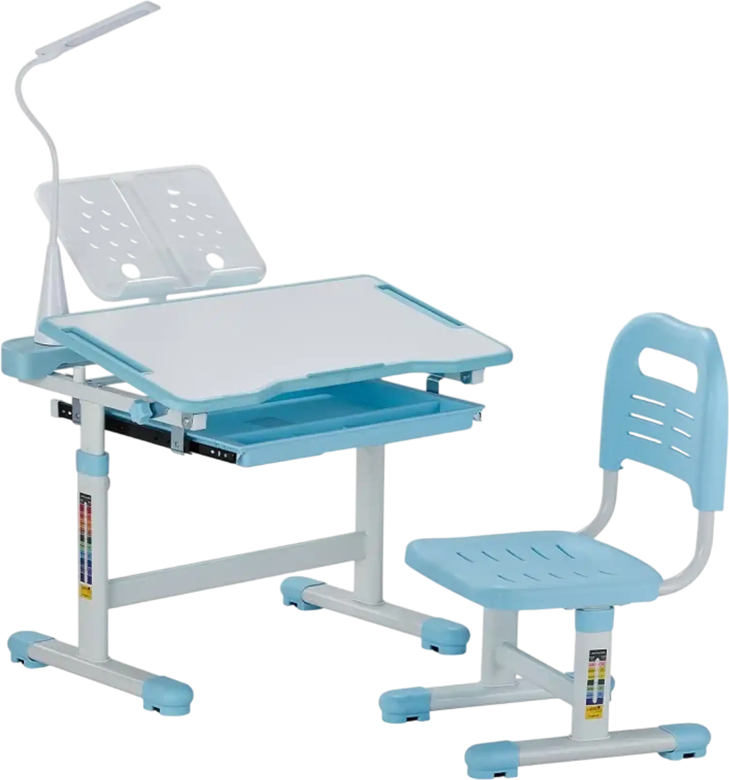 Vevor Kids Desk and Chair Set Adjustable Height Tilted Desktop Blue New