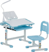 VEVOR Kids Study Chair and Desk Set, Study Desk and Chair for Kids with Table Lamp, Adjustable Height & 0-40° Tilted Desktop Kids Desk and Chair, Children Study Table for Bedroom & Study Room, Blue