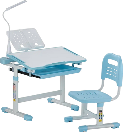 Vevor Kids Desk and Chair Set Adjustable Height Tilted Desktop Blue New