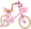 VEVOR Kids Bike, 16 Inches Princess Style Children Bicycle with Streamers & Basket, Rider Height 3.28 ft - 4.27 ft, Doll Seat & Training Wheels Included, Toddler Bike for Girls Learning to Ride, Pink