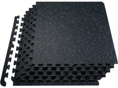 VEVOR 0.56 Inch Thick Gym Floor Mats, 12 Tiles Rubber Top with EVA Foam, 25