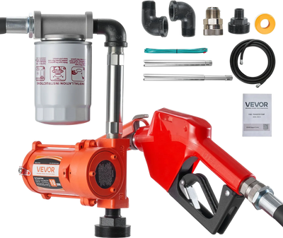 VEVOR Fuel Transfer Pump, 12V DC 10 GPM, Portable Diesel Transfer Pump Kit, with Auto Shut-Off Nozzle, Discharge Hose, Overheat Protection, Power Cable, Explosion-Proof, for Gasoline Diesel Kerosene