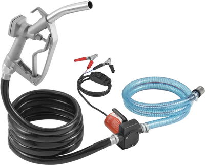 VEVOR Fuel Transfer Pump, 12V DC 5.3 GPM 1/10 HP, Portable Electric Diesel Transfer Pump with Auto Shut-Off Fuel Nozzle, Long Inlet & Outlet Hose for Gasoline, Diesel, Kerosene, Methanol Blends