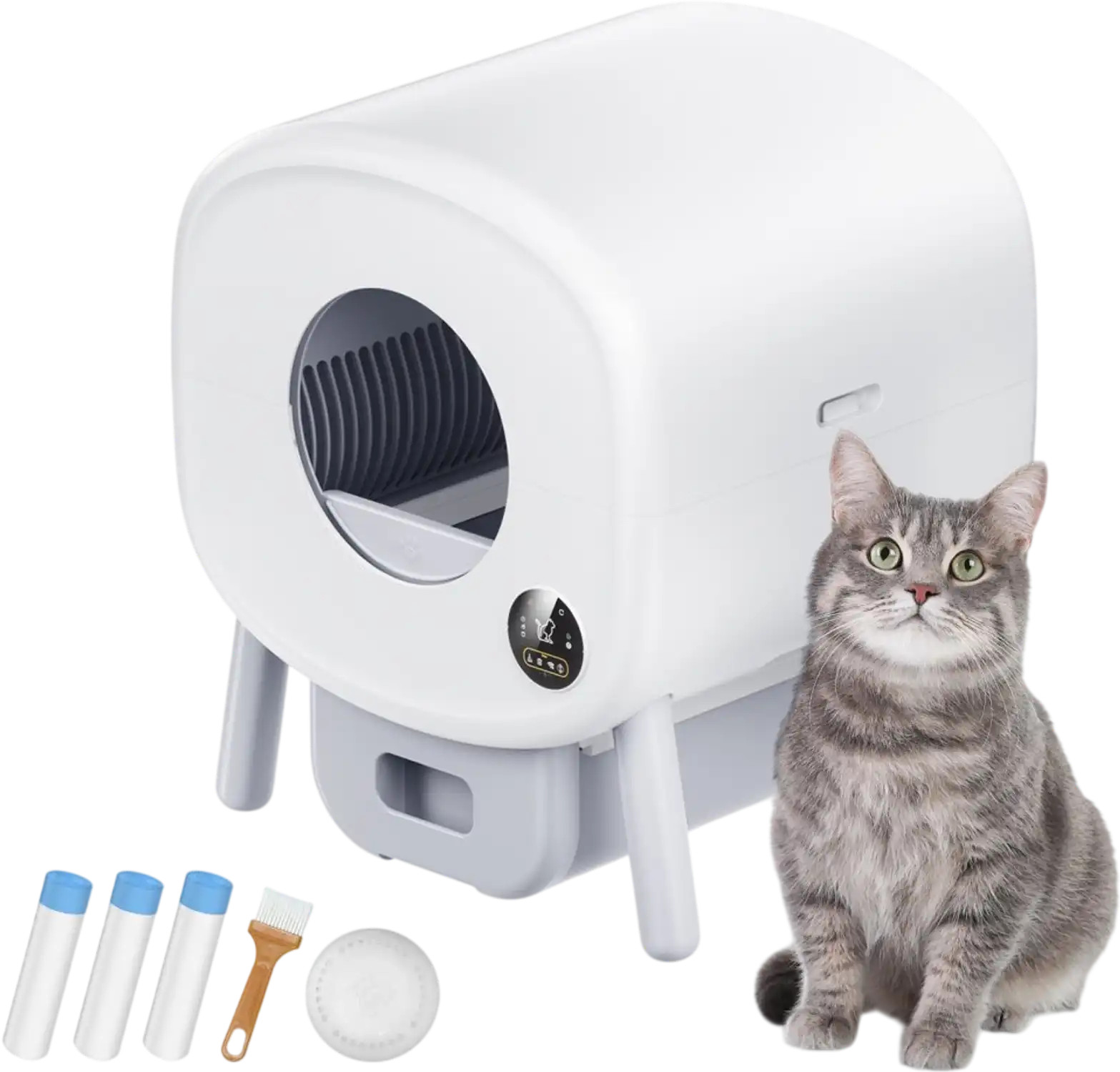 Vevor Cat Litter Box Self-Cleaning Automatic 76L Smart Gray New