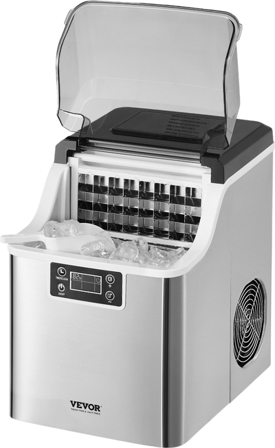 VEVOR Countertop Ice Maker, 24 Cubes Ready in 15 Mins, 45lbs in 24Hrs, Self-Cleaning Portable Ice Maker with Ice Scoop and Basket, Ice Machine with 3 Sizes Ice Cube for Home Kitchen Office Party