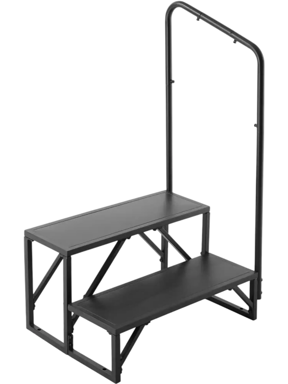 VEVOR RV Steps, 2-Step RV Stairs, 440 LBS Load Capacity, Thickened Carbon Steel, With Handrail, Non-Slip Steps for Safe Entry and Exit, Suit for RV, Trailer, Camper Steps