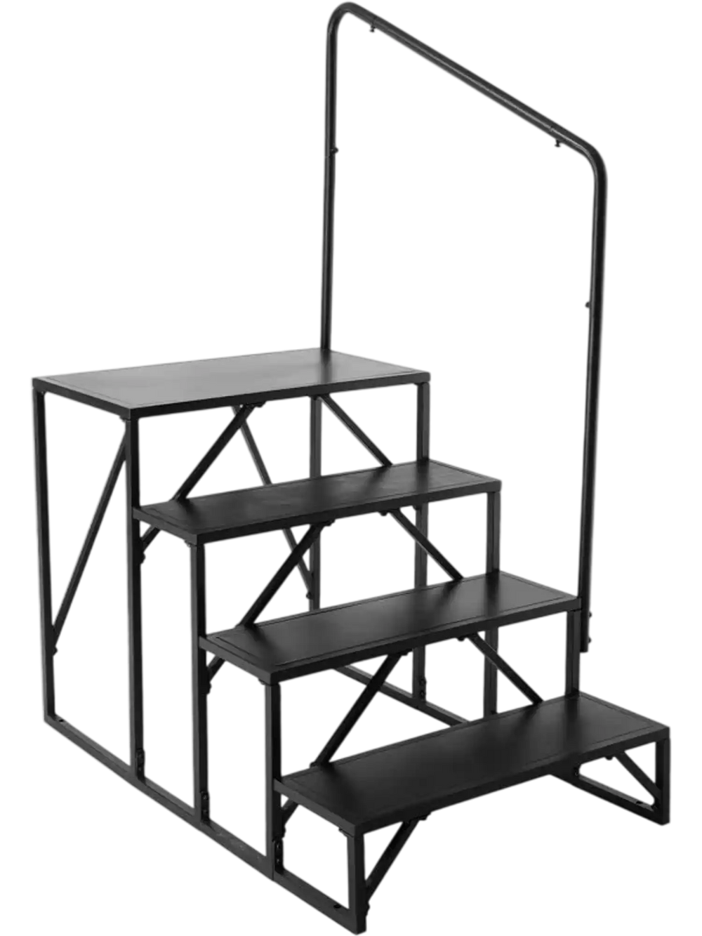 VEVOR RV Steps, 4-Step RV Stairs, 440 LBS Load Capacity, Thickened Carbon Steel, With Handrail, Non-Slip Steps for Safe Entry and Exit, Suit for RV, Trailer, Camper Steps