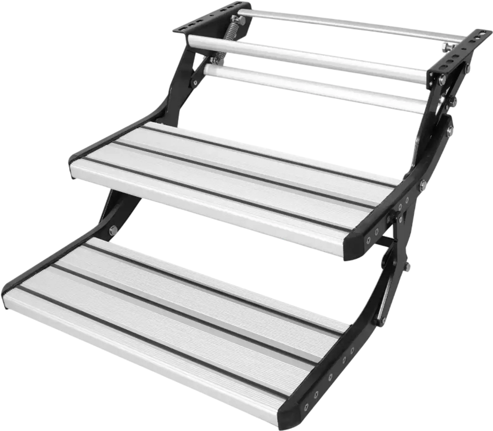 VEVOR RV Steps, 2-Step, Manual Retractable RV Stairs, Foldable, 440 LBS Load Capacity, Aluminum Alloy Steps, Thickened Steel Plate, Non-Slip Steps for Safe Entry and Exit, RV, Trailer, Camper Steps