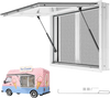 VEVOR Concession Window 36x24 in Aluminum Alloy & Acrylic Service Window, for Food Truck, Up to 85 Degrees Stand Serving with 2 Sliding Screen Windows, Awning Door and Drag Hook, Rainwater Resistant