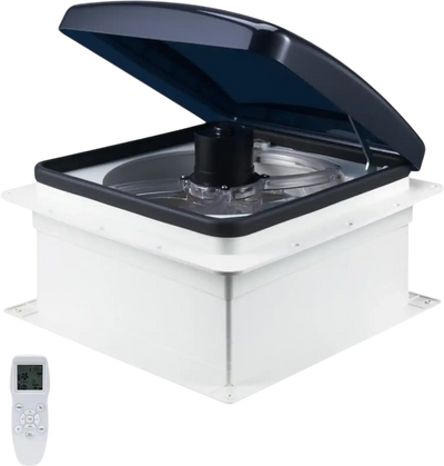 VEVOR RV Vent Fan, 14 inch RV Roof Vent Fan 12V, Powerful 10-Speed Reversible Fan with Remote Control, Built-in DC Motor, Power Top Lid,12 inch Fan Blade,Fits 14 x14 inch Roof Openings