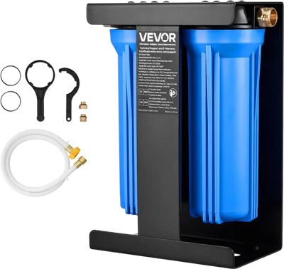VEVOR RV Water Filtration System, 2-Cartridge Water Filter System for Campers, Remove Chlorine, Bad Tastes, Odors, and Most Contaminants, RV Filter with Bracket for RVs, Boats, Vans