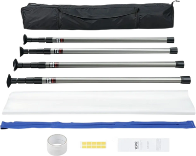 Vevor Dust Barrier System 12' Telescoping Poles with Magnetic Zipper & 32.8' x 13.12' Film New