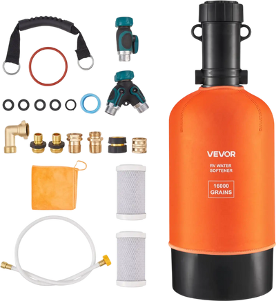 VEVOR RV Water Softener, 16,000 Grain, Portable Water Softener with Filter System, NPT 3/4