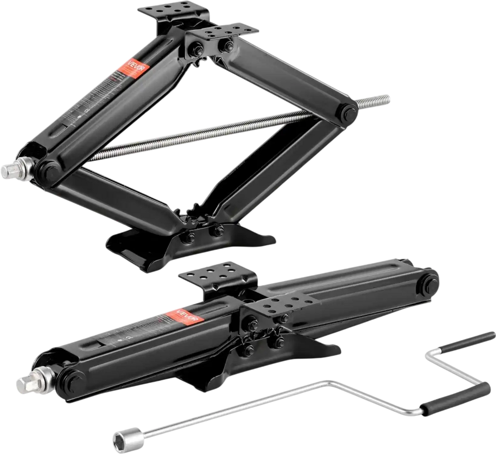 VEVOR 5000 lbs RV Scissor Jacks, 4-23.4 in RV Stabilizer Leveling Scissor Jacks, Set of 2, Heavy Duty Stabilizer Jack with Crank Handle, Socket and Bubble Levels, Not Easily Bent or Deformed