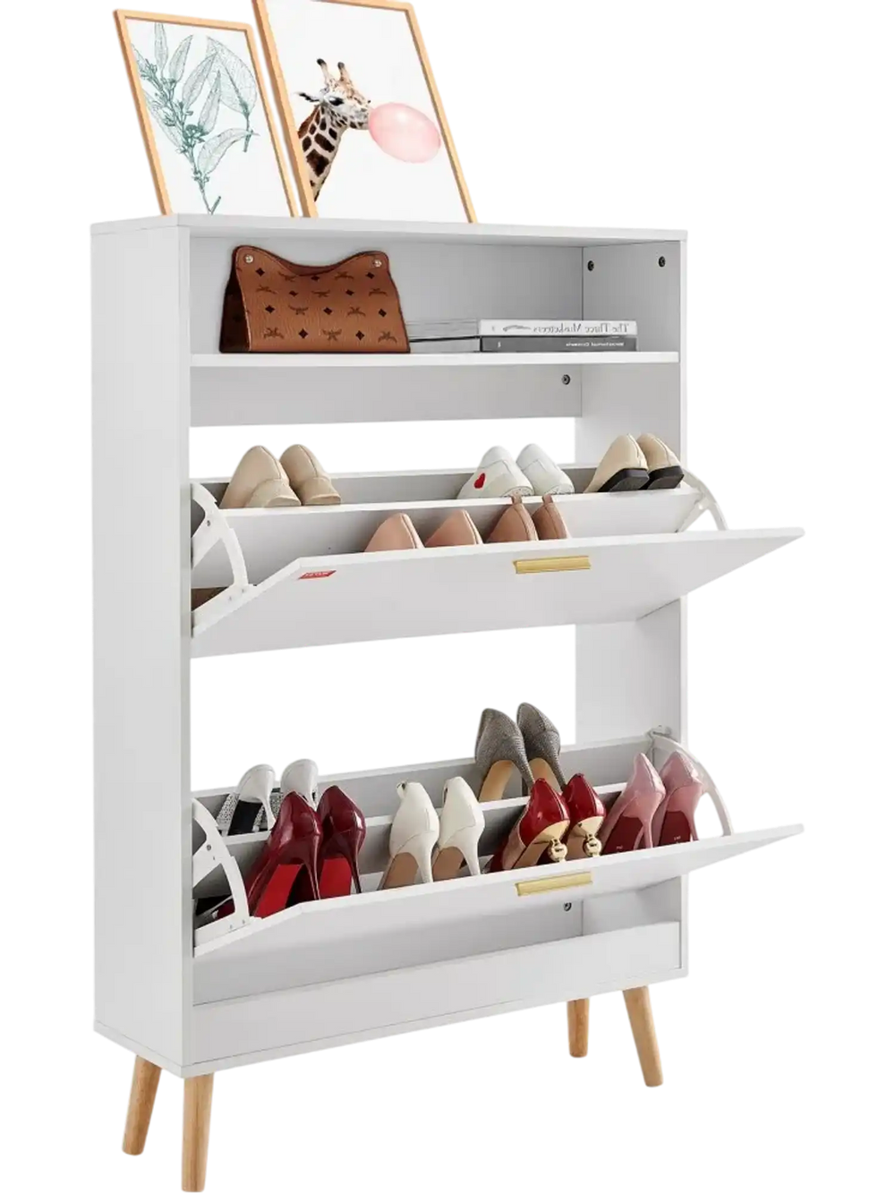 VEVOR Shoe Cabinet with 2 Flip Drawers, Shoe Storage Cabinet for Entryway, Free Standing Shoe Storage Organizer with Top Storage Cubby for Heels, Boots, Slippers in Hallway, Living Room