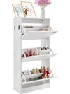 VEVOR Shoe Cabinet with 3 Flip Drawers, Shoe Storage Cabinet for Entryway, Free Standing Shoe Storage Organizer with Side Hooks for Heels, Boots, Slippers in Hallway, Living Room