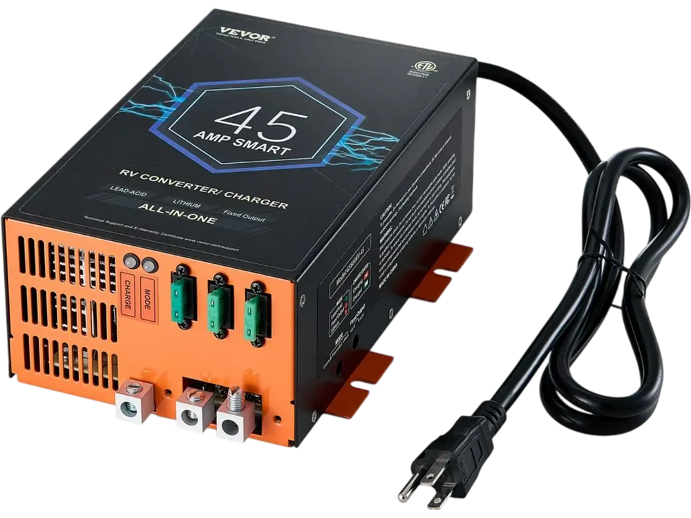 VEVOR RV Converter, 45 Amp, 110V AC to 12V DC RV Power Converter Battery Charger with 4 Stage Smart Charging 13V to 16.5V Adjustable Operating Range, Compatible with Lithium Lead Acid Battery, ETL