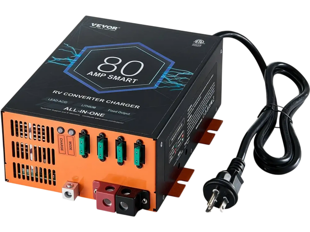 VEVOR RV Converter, 80 Amp, 110V AC to 12V DC RV Power Converter Battery Charger with 4 Stage Smart Charging 13V to 16.5V Adjustable Operating Range, Compatible with Lithium Lead Acid Battery, ETL
