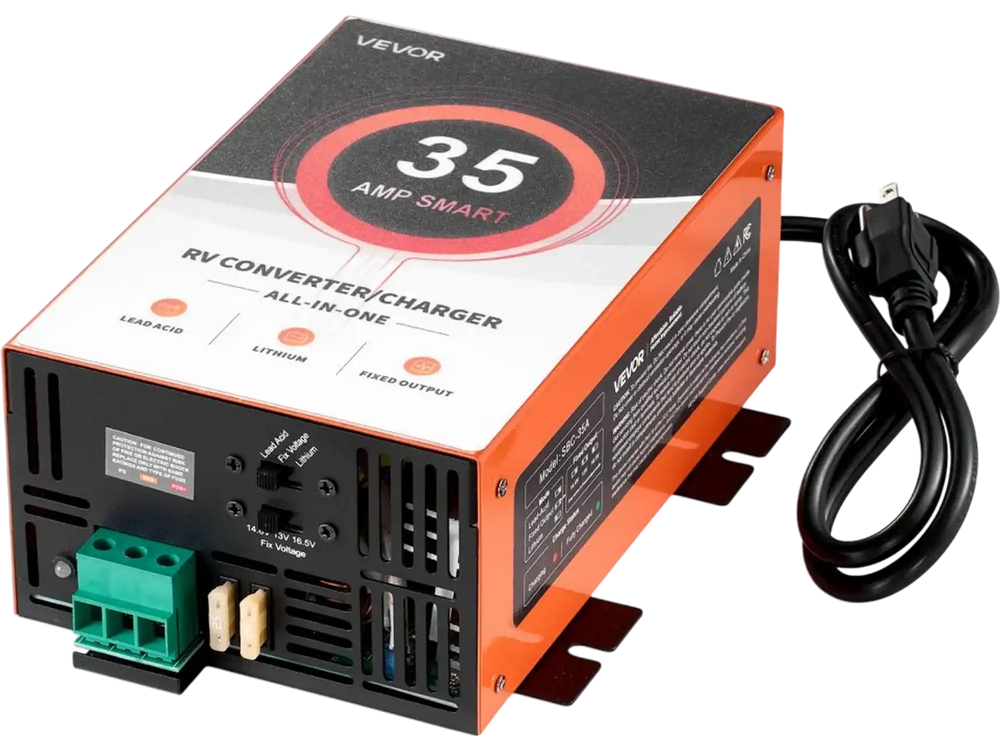 VEVOR RV Power Converter, 35 Amp, 110V AC to 12V DC RV Converter Battery Charger, 4 Stage Smart Charging, 13V to 16.5V Operating Range, Compatible with Lithium Lead Acid Battery, for Camper Trailer